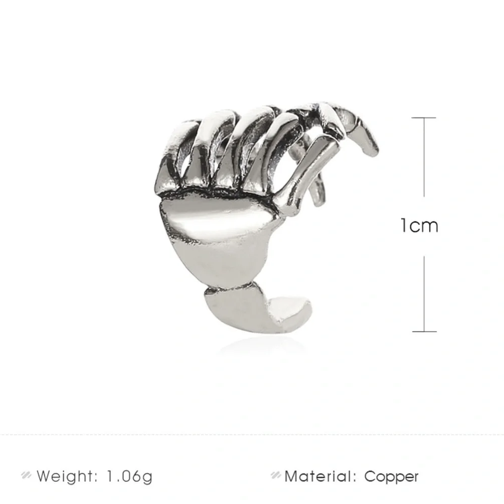 Set of 2 Silver Skeleton Hand Ear Cuff Earrings